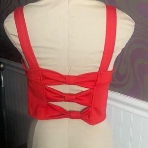 Red bowed crop top